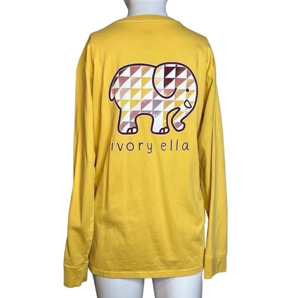 Ivory Ella Elephant Long Sleeve Casual Pocketed Shirt Yellow & Red Size Small